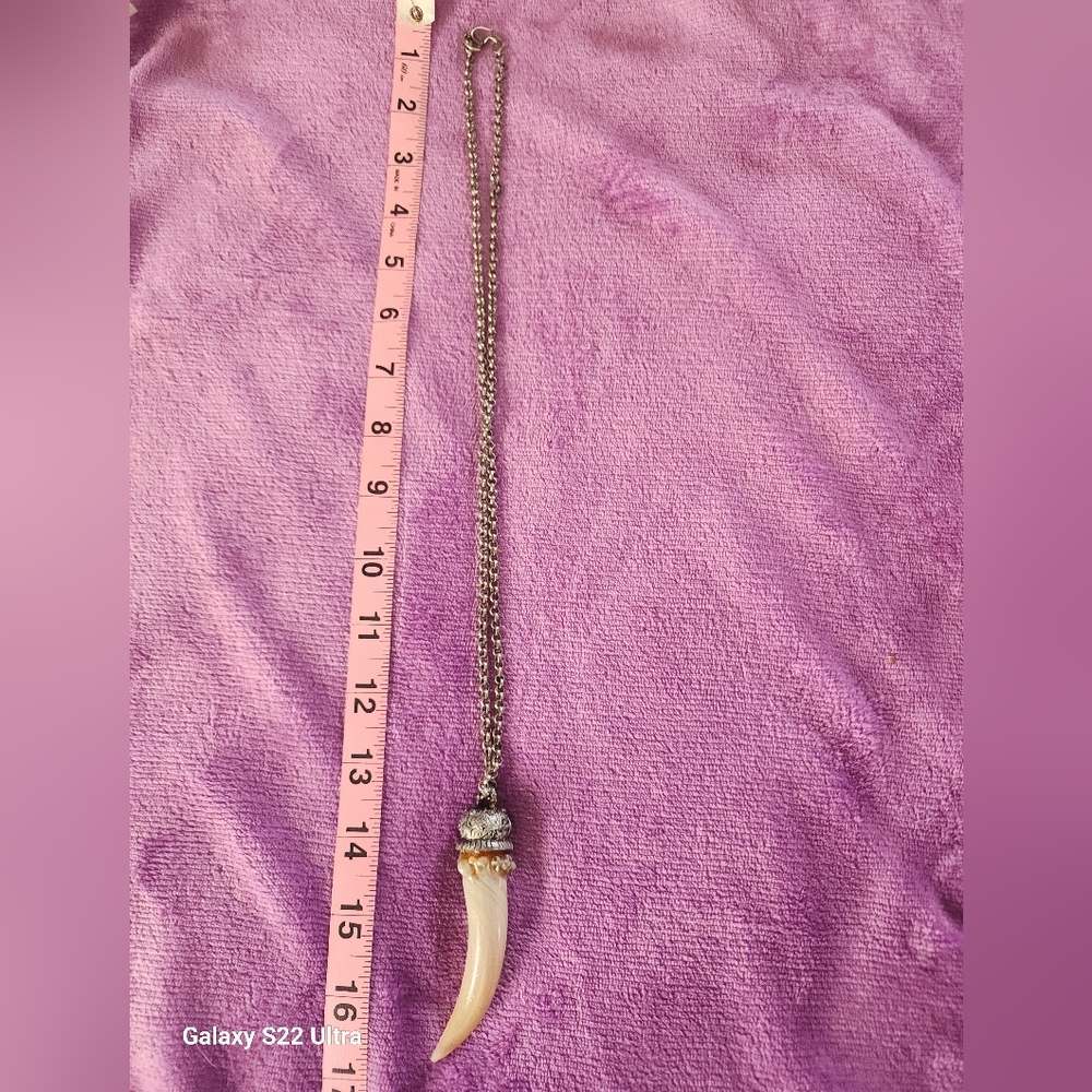 Silver and Cream Glass Horn Necklace - Perfume Holder